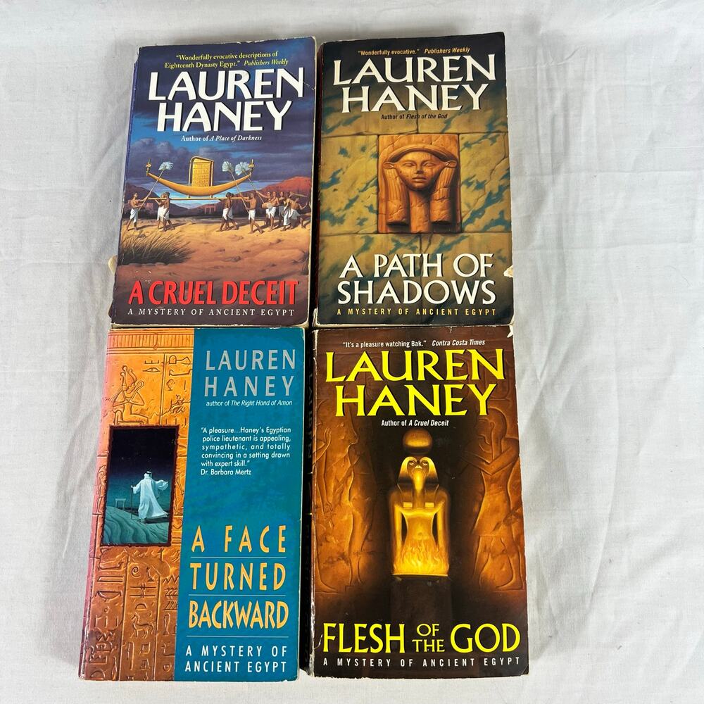 Lauren Haney Paperback Lot of 4 Mystery Books Cruel Deceit Face Turned Backward